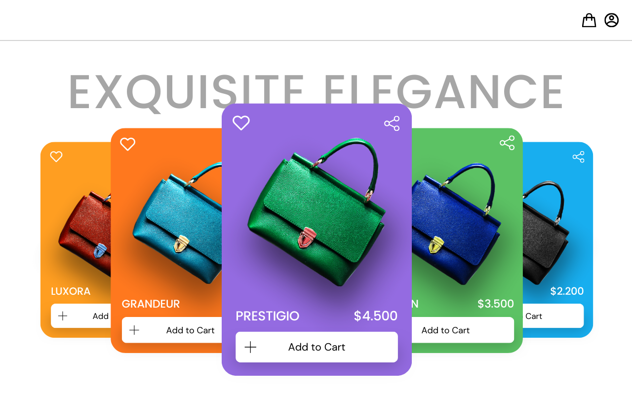 Vibrant Colorful Modern Minimalist Luxury Bag Fashion Website UI Prototype